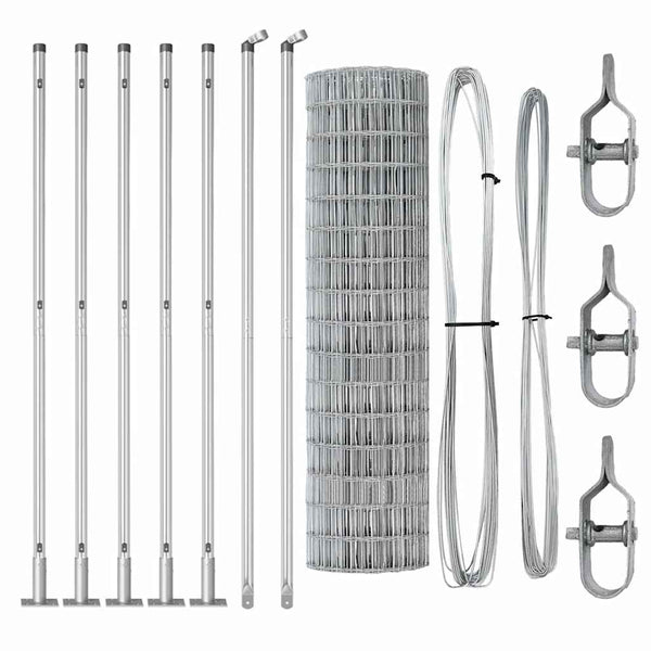 vidaXL Fence with Posts Silver 1 x 10 m Steel