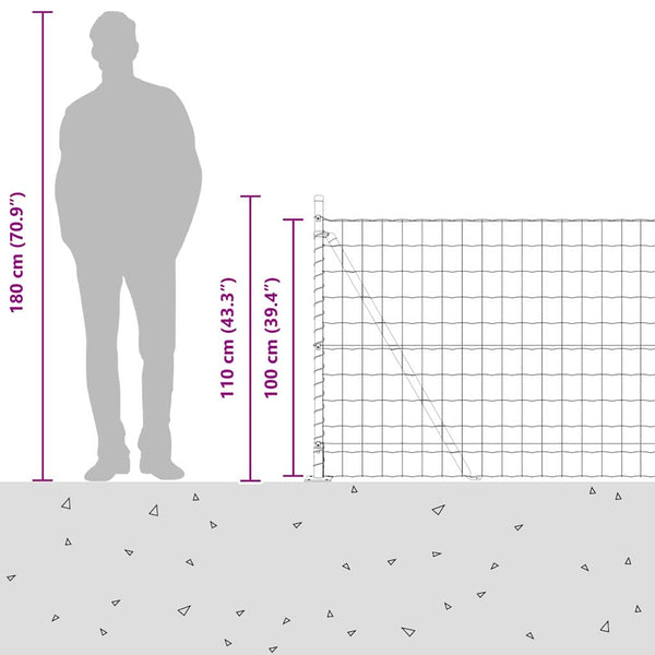 vidaXL Fence with Posts Silver 1 x 10 m Steel