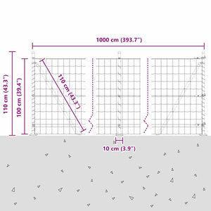 vidaXL Fence with Posts Silver 1 x 10 m Steel