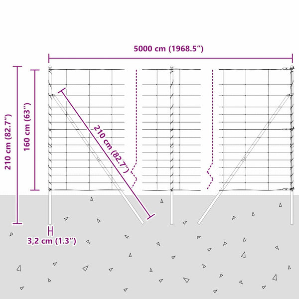 vidaXL Fence Post Galvanized 50 x 1.6 m Steel