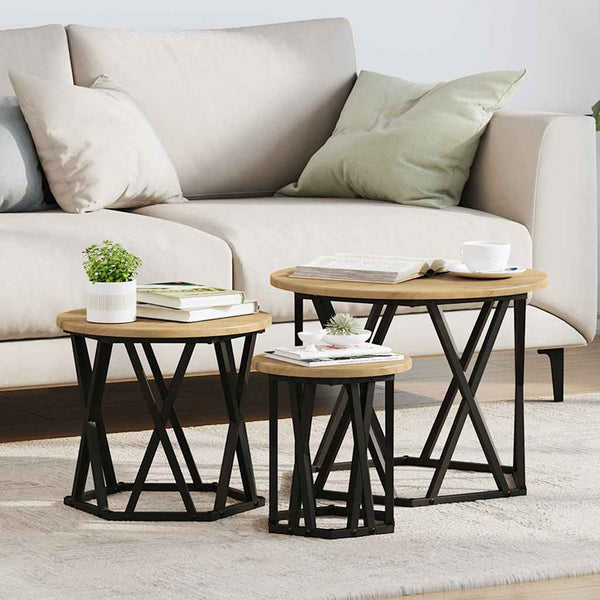 vidaXL Nesting Side Table 3 pcs Artisan Oak