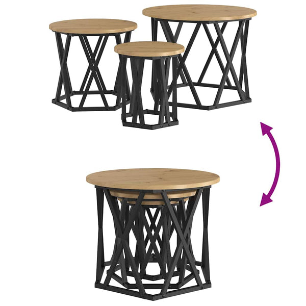 vidaXL Nesting Side Table 3 pcs Artisan Oak