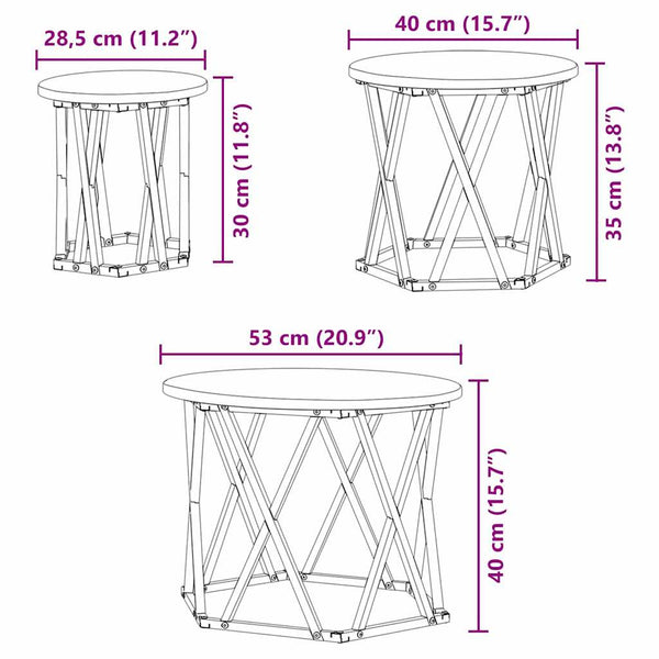 vidaXL Nesting Side Table 3 pcs Artisan Oak