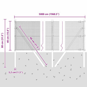 Grüner Zaunpfosten 50x0,4m Stahl PVC