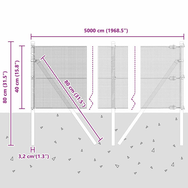 Grüner Zaunpfosten 50x0,4m Stahl PVC