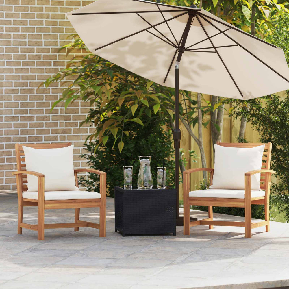 vidaXL Chair 2 pcs Brown and Cream 65 x 60 x 76.5 cm Solid Teak Wood