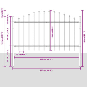 vidaXL Garden Fence Woerden Grey 170 x 140 cm Powder-Coated Steel