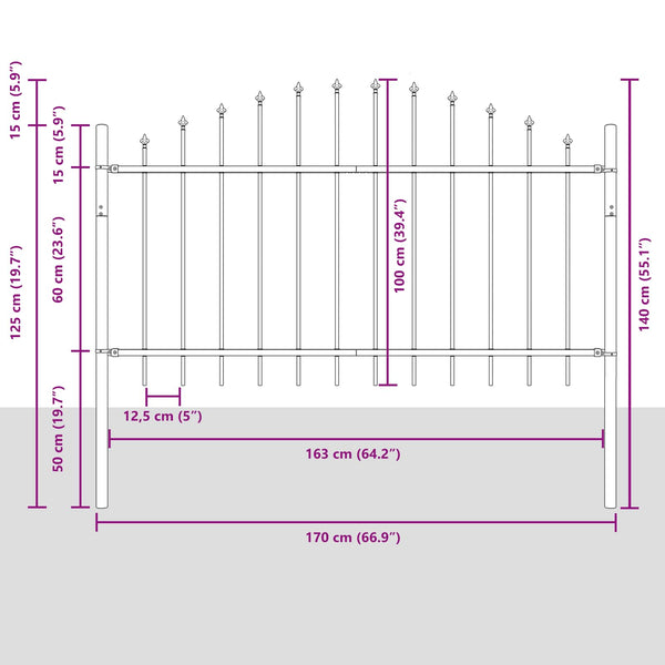 vidaXL Garden Fence Woerden Grey 170 x 140 cm Powder-Coated Steel