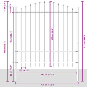 vidaXL Garden Fence Woerden Grey 170 x 215 cm Powder-Coated Steel