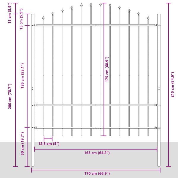 vidaXL Garden Fence Woerden Grey 170 x 215 cm Powder-Coated Steel