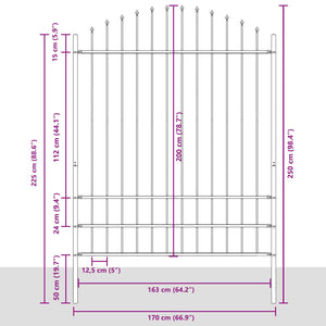 vidaXL Garden Fence Woerden Grey 170 x 225 cm Powder-Coated Steel