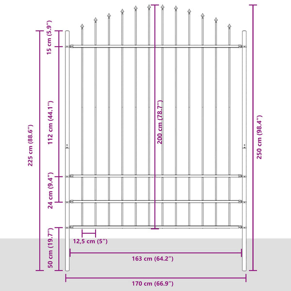 vidaXL Garden Fence Woerden Grey 170 x 225 cm Powder-Coated Steel