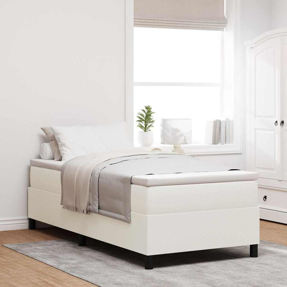 vidaXL Platform Bed Frame Cream 80 x 200 cm Corduroy Fabric
