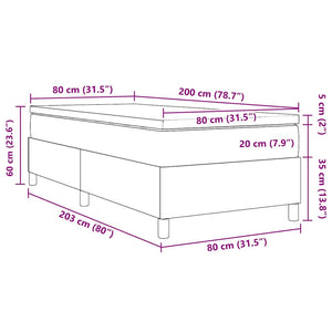 Boxspringbett 80x200 cm Hellgrau Weiß Cordstoff