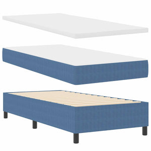 Boxspringbett Blau Weiß Cord 80x200 cm