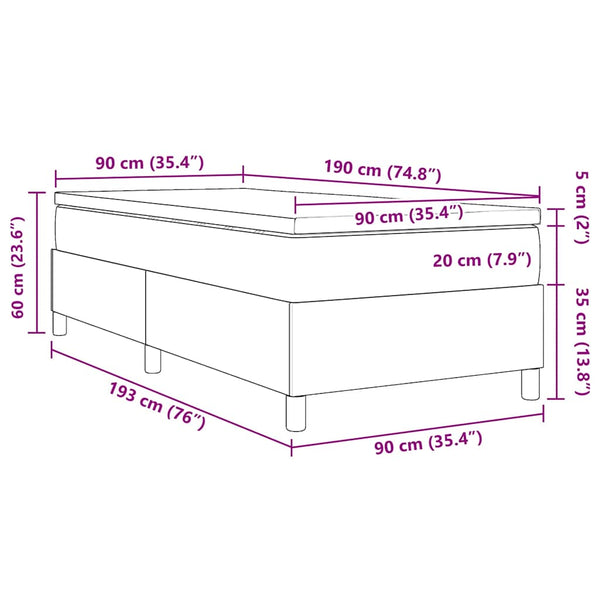 Boxspringbett Creme Weiß 90x190 cm Cordstoff