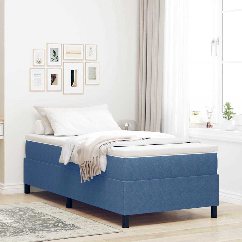 vidaXL Box Spring Bed Blue and White 90 x 190 cm Corduroy