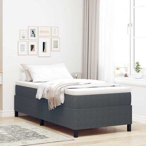 vidaXL Box Spring Bed Dark Grey and White 90 x 200 cm Corduroy Fabric