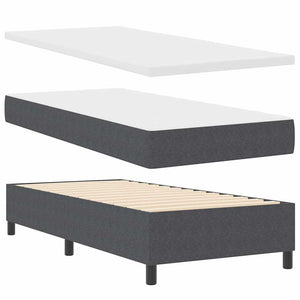 vidaXL Box Spring Bed Dark Grey and White 90 x 200 cm Corduroy Fabric