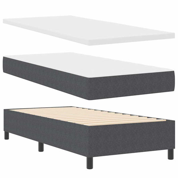 vidaXL Box Spring Bed Dark Grey and White 90 x 200 cm Corduroy Fabric