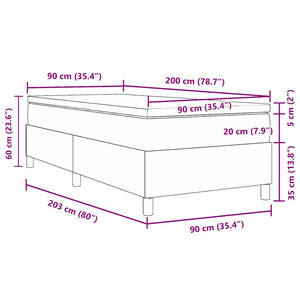 vidaXL Box Spring Bed Dark Grey and White 90 x 200 cm Corduroy Fabric