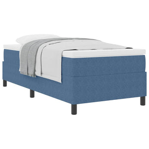 vidaXL Box Spring Bed Blue and White 90 x 200 cm Corduroy