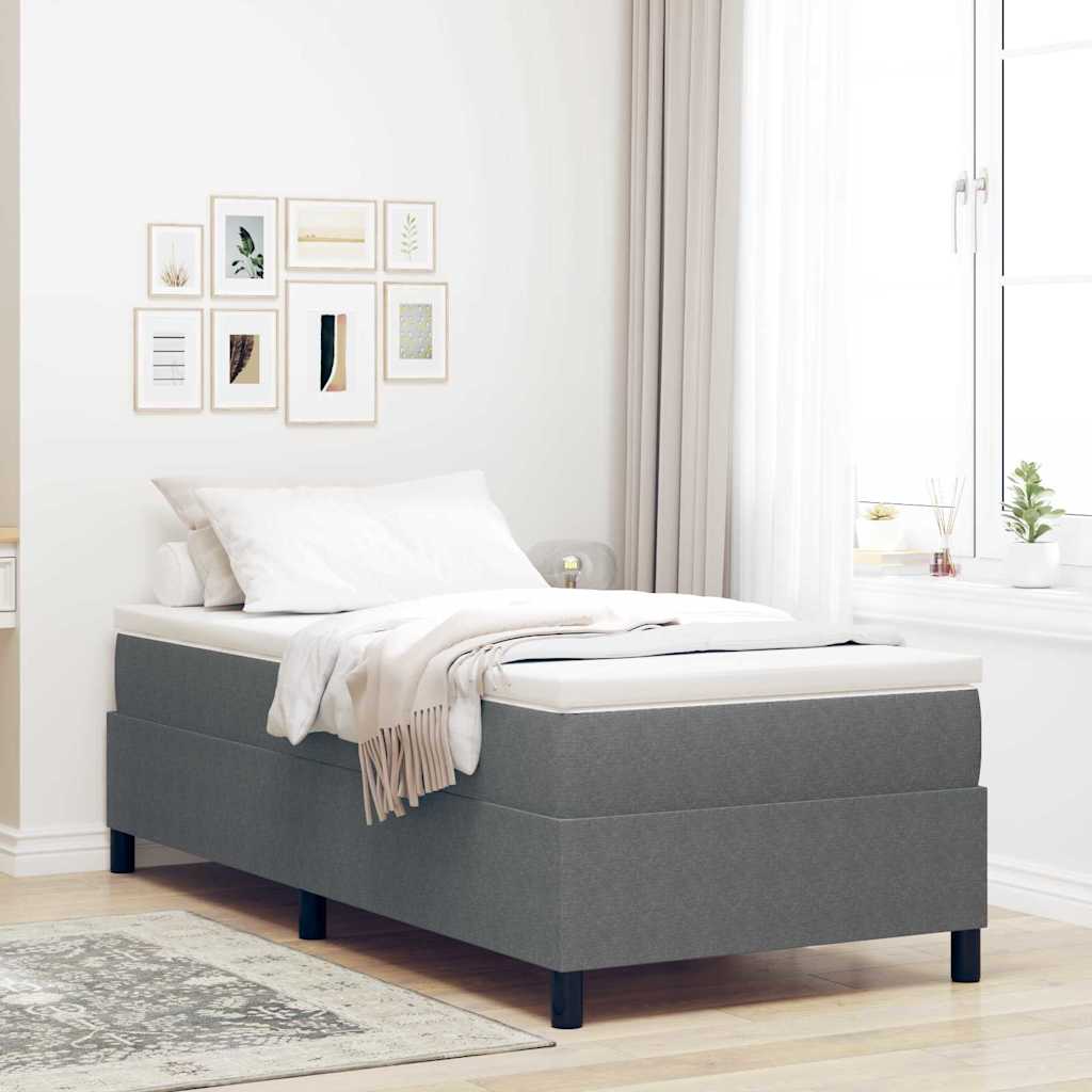 vidaXL Box Spring Bed Light Gray and White 100 x 200 cm Corduroy