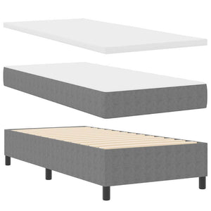 vidaXL Box Spring Bed Light Gray and White 100 x 200 cm Corduroy