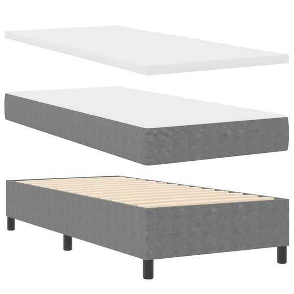 vidaXL Box Spring Bed Light Gray and White 100 x 200 cm Corduroy