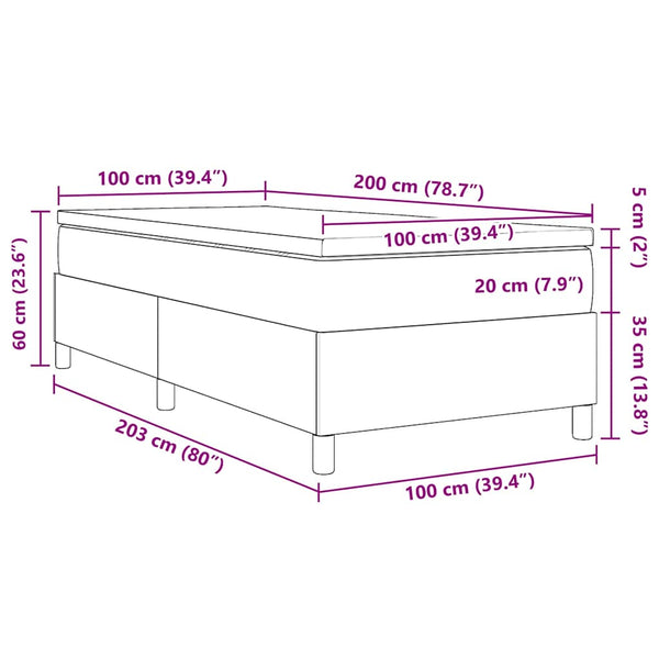 vidaXL Box Spring Bed Light Gray and White 100 x 200 cm Corduroy