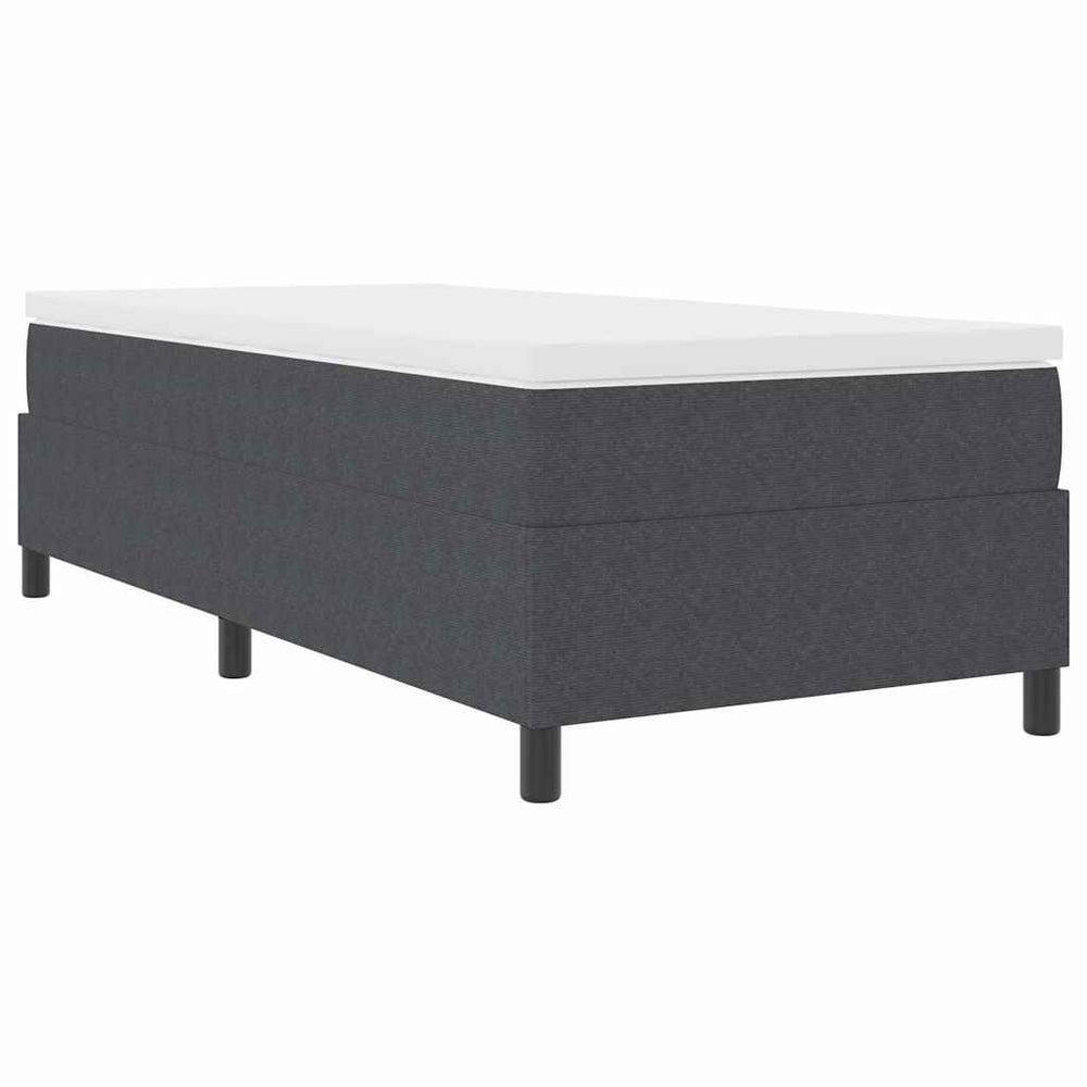 vidaXL Box Spring Bed Dark Gray and White 100 x 200 cm Corduroy Fabric