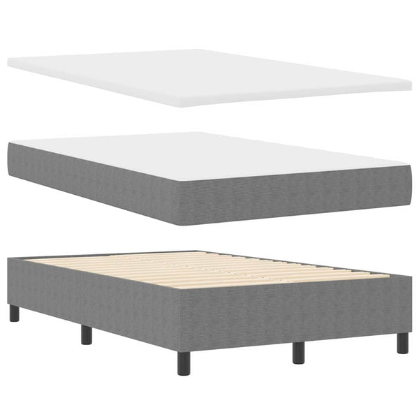 vidaXL Box Spring Bed Light Grey and White 120 x 190 cm Corduroy