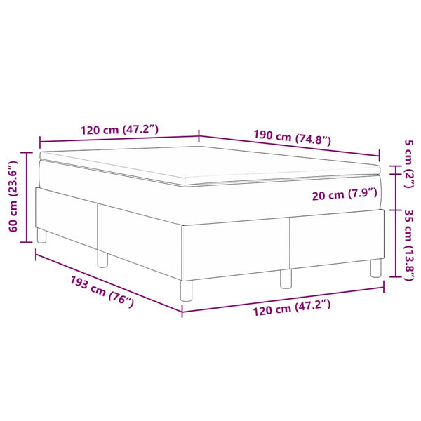 vidaXL Box Spring Bed Light Grey and White 120 x 190 cm Corduroy