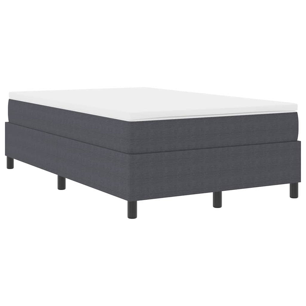 vidaXL Box Spring Bed Dark Grey and White 120 x 190 cm Cord Fabric