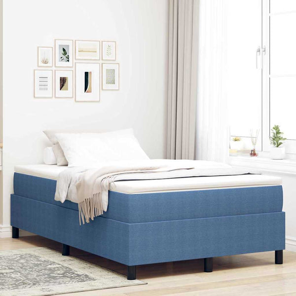 vidaXL Box Spring Bed Blue and White 120 x 190 cm Corduroy