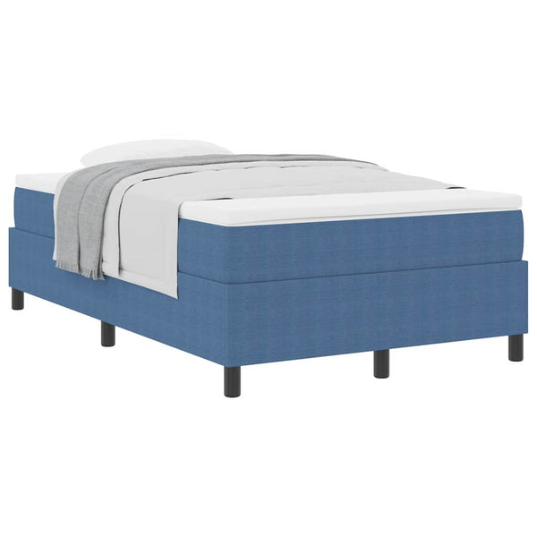 vidaXL Box Spring Bed Blue and White 120 x 190 cm Corduroy