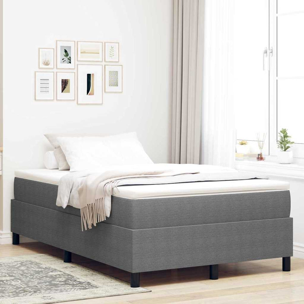 vidaXL Box Spring Bed Light Grey and White 120 x 200 cm Cord Fabric