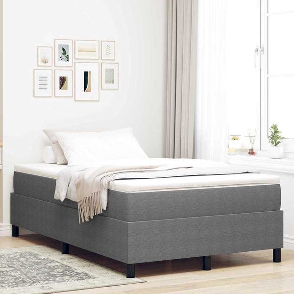 vidaXL Box Spring Bed Light Grey and White 120 x 200 cm Cord Fabric