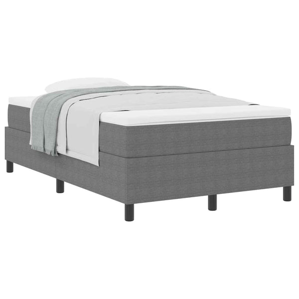 vidaXL Box Spring Bed Light Grey and White 120 x 200 cm Cord Fabric