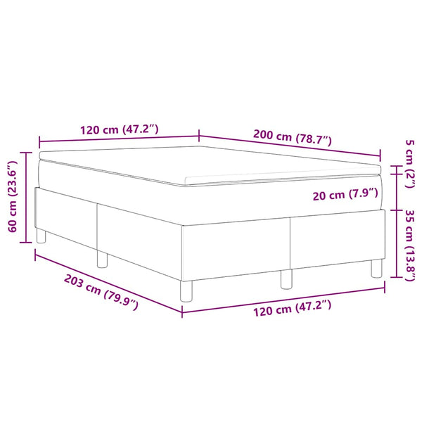 vidaXL Box Spring Bed Light Grey and White 120 x 200 cm Cord Fabric