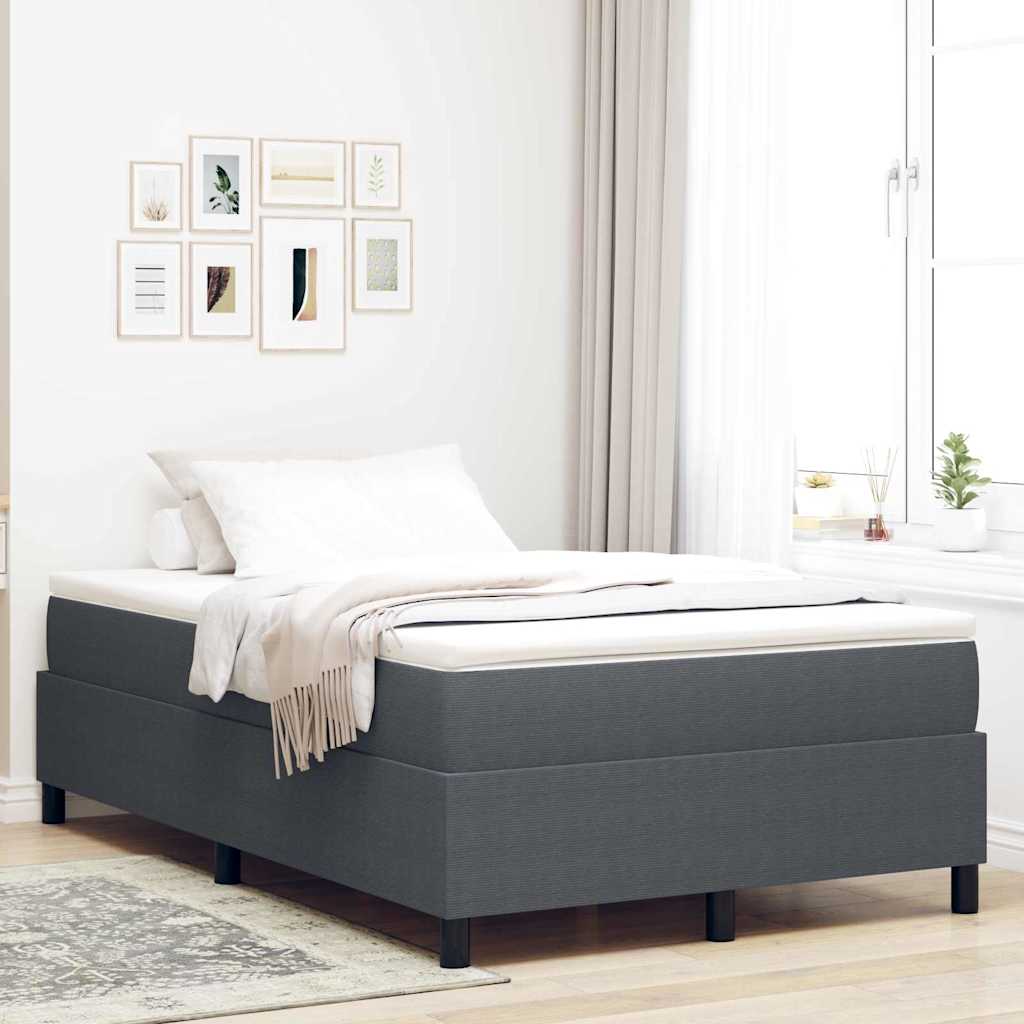 vidaXL Box Spring Bed Dark Grey and White 120 x 200 cm Corduroy