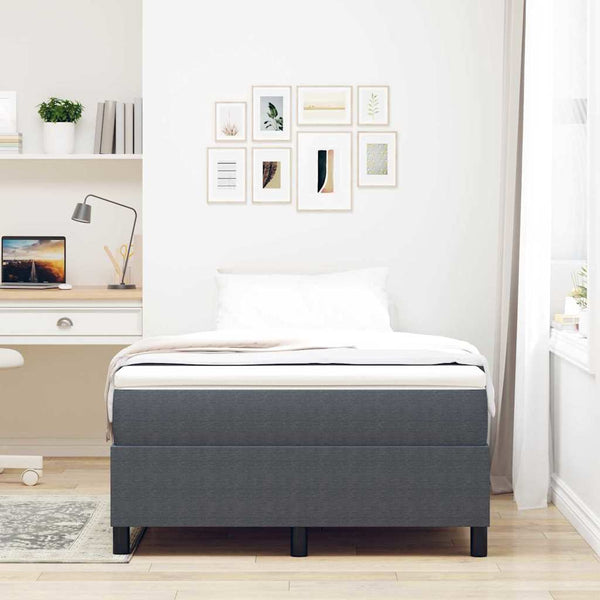 vidaXL Box Spring Bed Dark Grey and White 120 x 200 cm Corduroy