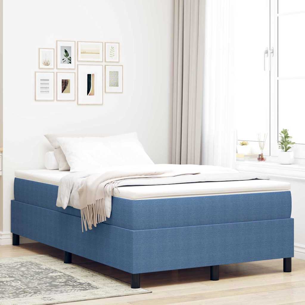 vidaXL Box Spring Bed Blue and White 120 x 200 cm Cord Fabric