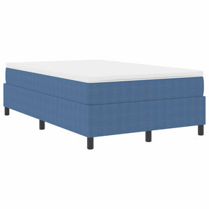 vidaXL Box Spring Bed Blue and White 120 x 200 cm Cord Fabric