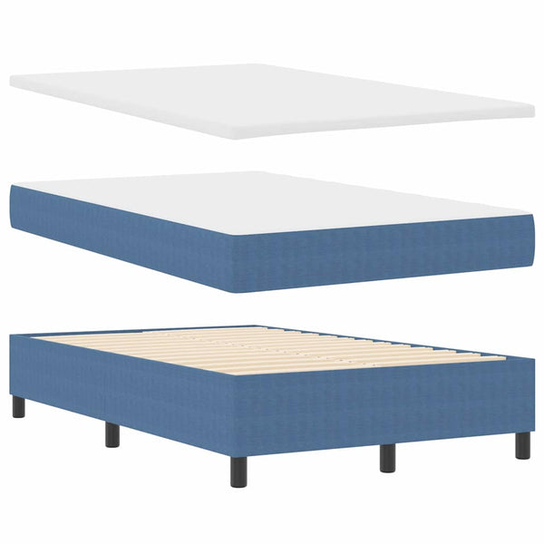 vidaXL Box Spring Bed Blue and White 120 x 200 cm Cord Fabric