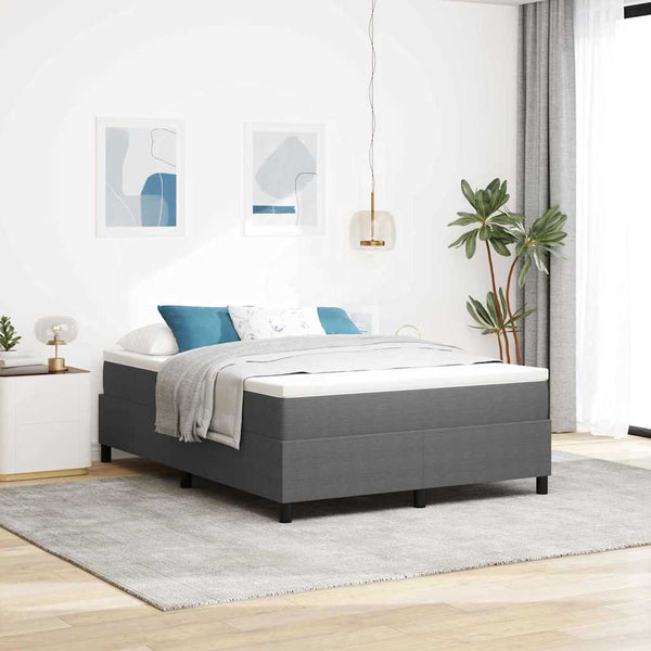 vidaXL Box Spring Bed Light Grey and White 140 x 190 cm Cord Fabric