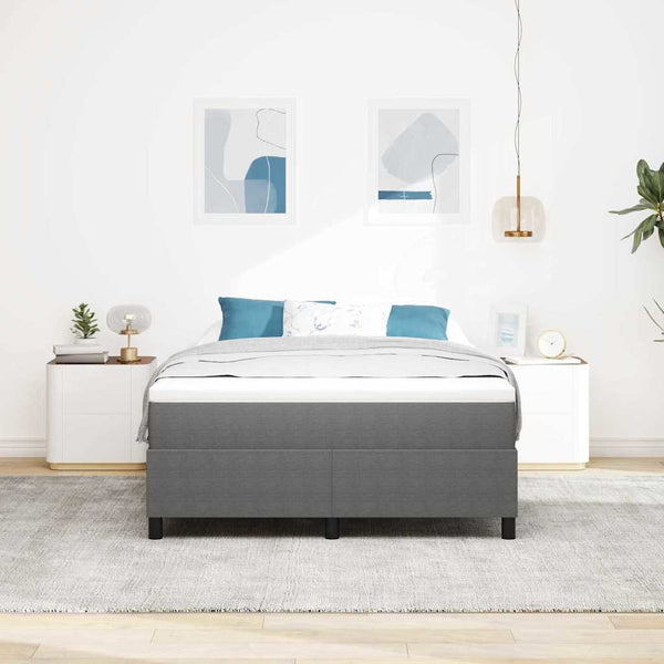 vidaXL Box Spring Bed Light Grey and White 140 x 190 cm Cord Fabric