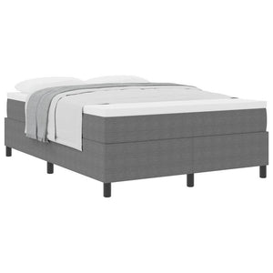 vidaXL Box Spring Bed Light Grey and White 140 x 190 cm Cord Fabric