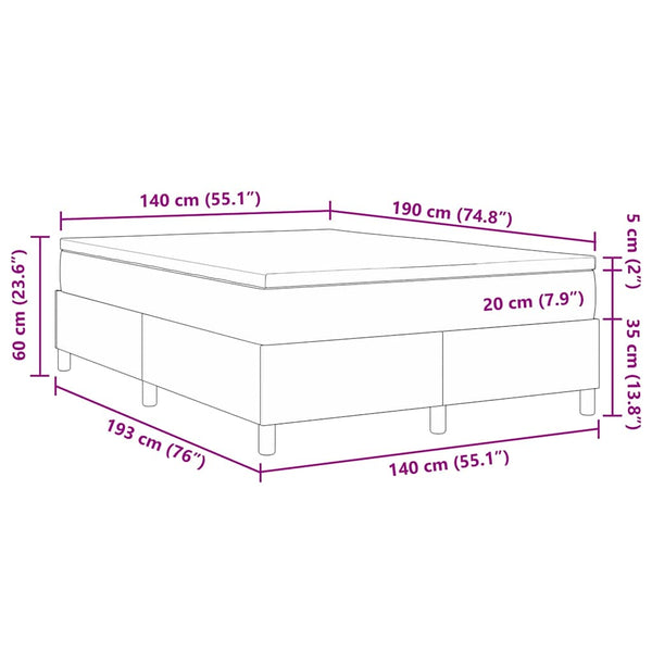 vidaXL Box Spring Bed Light Grey and White 140 x 190 cm Cord Fabric