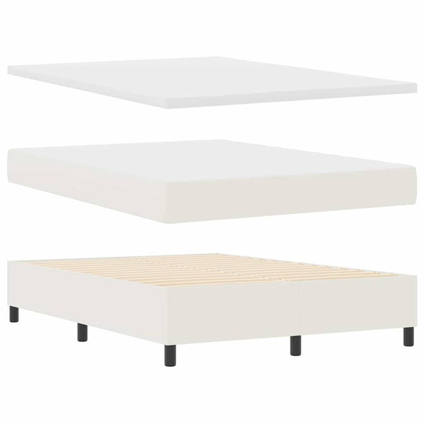 vidaXL Box Spring Bed Cream and White 140 x 190 cm Corduroy